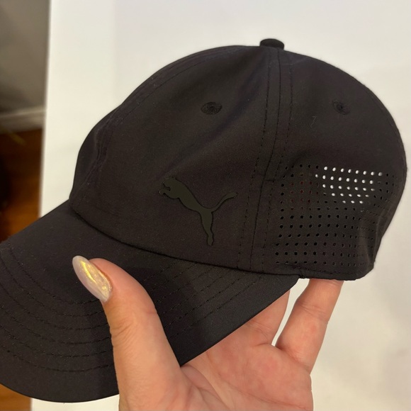 PUMA Black Performance Baseball Cap Adjustable Strapback Monochrome - Picture 3 of 8